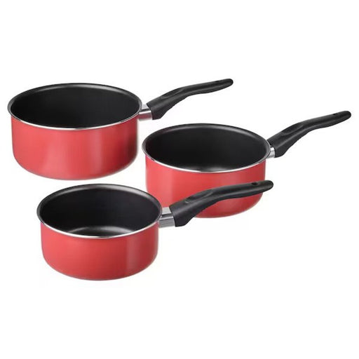IKEA's red saucepan set of 3, featuring a stylish and modern design, made with durable materials to last for years to come 60529786