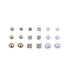 A set of 9 pairs of assorted pearl and crystal metal stud earrings for women, featuring simulation pearl and crystal in different styles and designs.