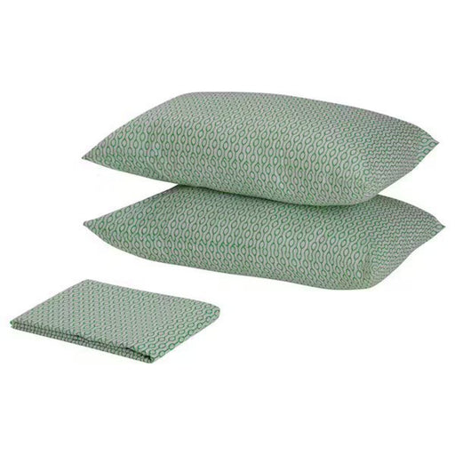 White green cotton flat sheet and 2 pillowcase set from IKEA90419084