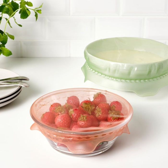 A close-up of the versatile silicone food cover from IKEA. Its flexible and efficient design makes it perfect for food storage and preservation.