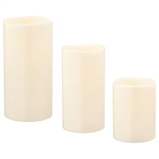 Digital Shoppy IKEA LED block candle in/out, set of 3, battery-operated/natural 10377667 homes office safer indoor outdoor pre-set timer online