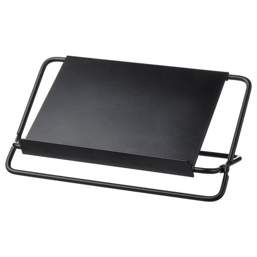 Digital Shoppy IKEA Tablet stand, black , online, price, laptop accessories, 20526469, An image of IKEA's black tablet stand, with a tablet positioned in a landscape orientation at a comfortable viewing angle on a desk. 