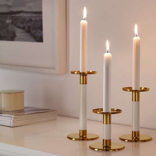 Digital Shoppy IKEA Candlestick, Set of 3, Ivory/Gold-Color. 10394148