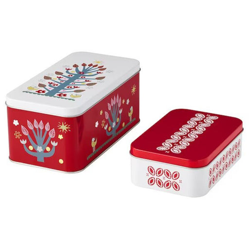 Digital Shoppy IKEA Tin with lid set of 2, mixed sizes red,small-storage-and-organizers-food-storage-jar-and-tins-digital-shoppy-40530494