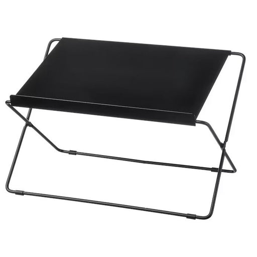 An image of a black laptop stand from IKEA, with a laptop resting on top, showcasing its adjustable height and angle features, online, price,  80526466