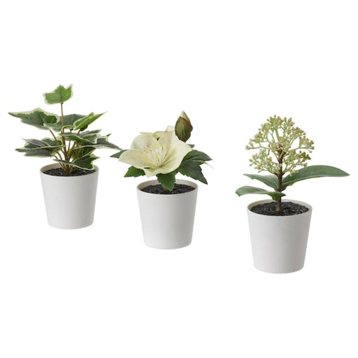 Digital Shoppy  IKEA Artificial potted plant w pot, set of 3, in/outdoor/green/white6 cm (2 ¼ ")