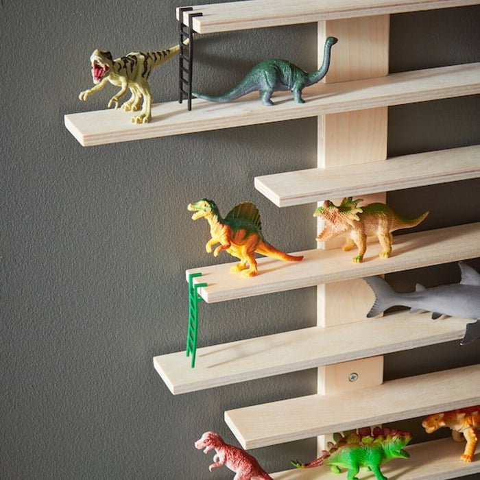 A kids' wall shelf with showcasing  colorful animals 10381853
