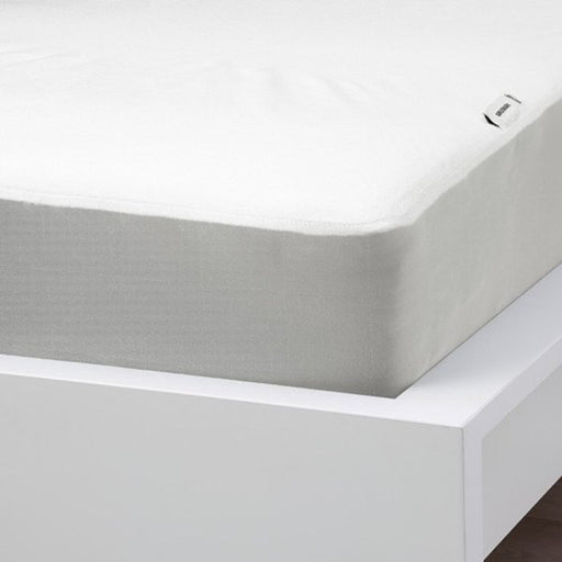Digital Shoppy IKEA Waterproof mattress protector, 160x200 cm, online, price, bedding, textiles, A close-up of the top of an IKEA waterproof mattress protector, measuring 160x200 cm, showing the waterproof layer and the soft fabric surface. 10462081