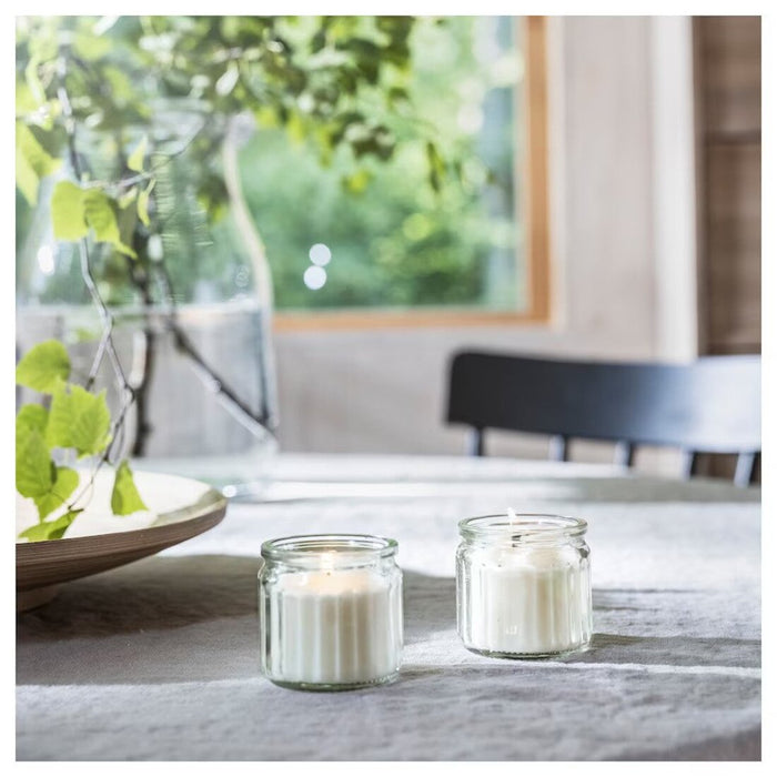  IKEA Scented candle in glass, Scandinavian Woods/white, 12 hr price-online home decor lightining candle holder digital shoppy 90502380