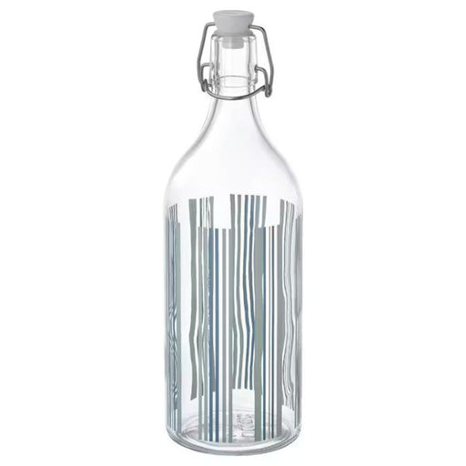 IKEA Bottle with stopper, clear glass/patterned blue/green, 1 l (34 oz) ikea water bottle,  ikea water bottle with stopper, ikea glass bottles, whiskey bottle , stopper, digital shoppy 50530304  
