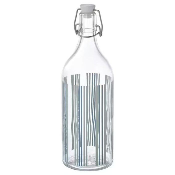 IKEA Bottle with stopper, clear glass/patterned blue/green, 1 l (34 oz) ikea water bottle,  ikea water bottle with stopper, ikea glass bottles, whiskey bottle , stopper, digital shoppy 50530304  