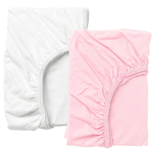 An IKEA fitted sheet in a soft, white/pink colo40320189