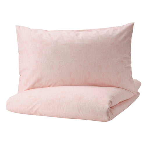 A photo of IKEA's Duvet Cover and 2 Pillowcases, Light Pink/White, 240x220/50x80 cm              50500689       