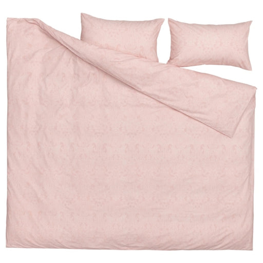 A light pink duvet cover and matching pillowcases from IKEA made of soft, breathable cotton    50500689