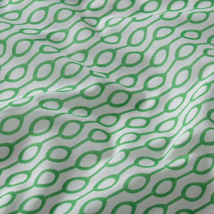 Close-up of white green cotton flat sheet from IKEA 90419084
