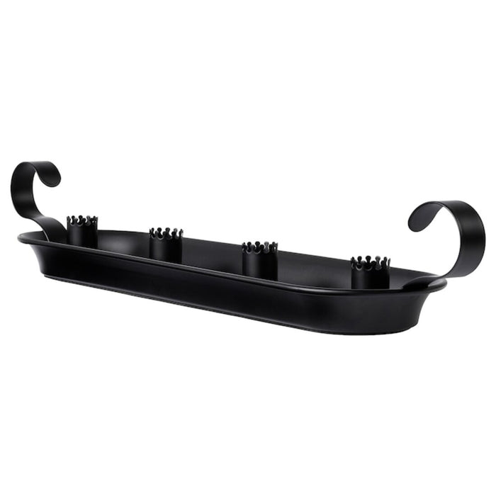 Digital Shoppy IKEA Candle Holder for 4 Candles, Black, 8 cm, Black IKEA Candle Holder for 4 Candles, 8cm - four candles are placed on top of the holder, surrounded by a sleek black metal frame with a curved design. 20507437     