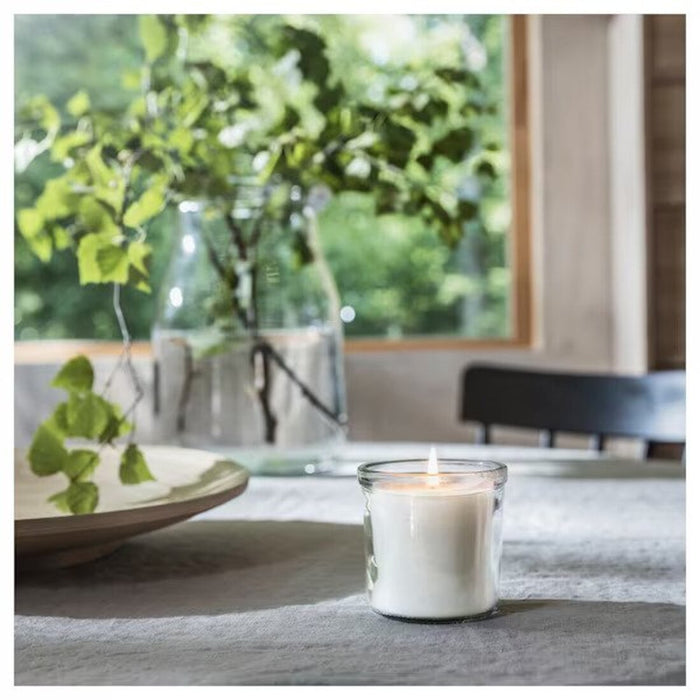 IKEA Scented Candle in Glass: A stylish and elegant candle in a glass container, with a pleasant and long-lasting fragrance.