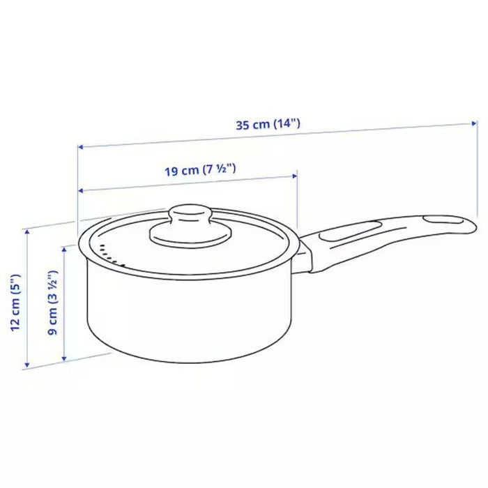 Measurements of the IKEA Sauce pan with lid  90462218