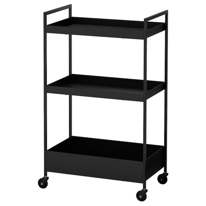 Digital Shoppy A versatile IKEA trolley, measuring 50.5x30x83 cm, with multiple shelves and a sturdy construction, perfect for organizing your home and keeping it clutter-free., 60407365 , black.     