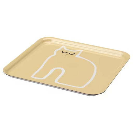 A Beige plastic tray from IKEA, with a textured surface for grip., 33x33 cm (13x13 ") 50503640