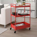 Digital Shoppy A versatile IKEA trolley, measuring 50.5x30x83 cm, with multiple shelves and a sturdy construction, perfect for organizing your home and keeping it clutter-free.  (19 7/8x11 3/4x32 5/8 ")  60465746      red