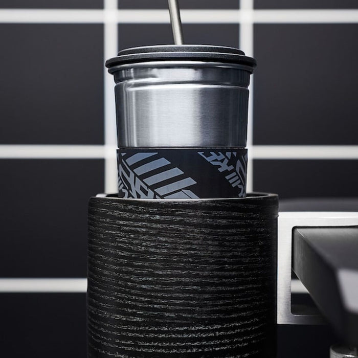 Digital Shoppy IKEA Mug with lid and Straw, Black. 20504066