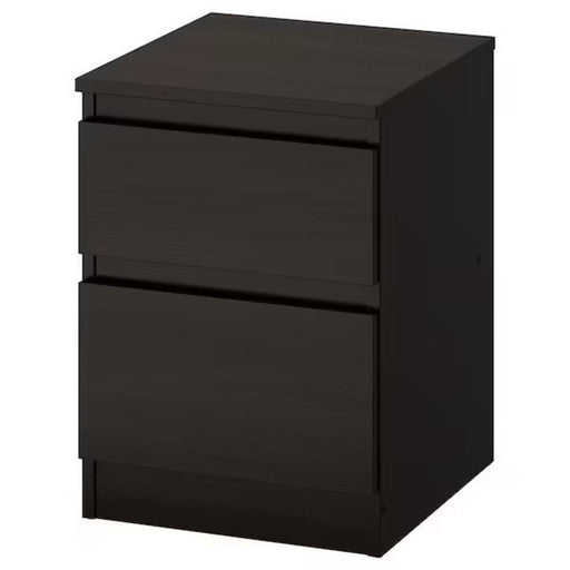 A black-brown IKEA chest of 2 drawers in a modern and minimalist design.