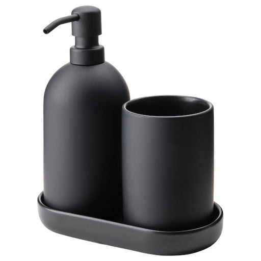 IKEA 3-Piece Bathroom Set, Stoneware, includes soap dispenser, toothbrush holder, soap dish    40509794      