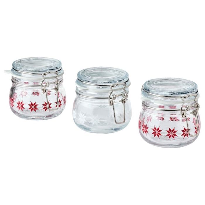Digital Shoppy IKEA Jar with lid, star pattern red/white, 13 cl (4 oz) 00498325     