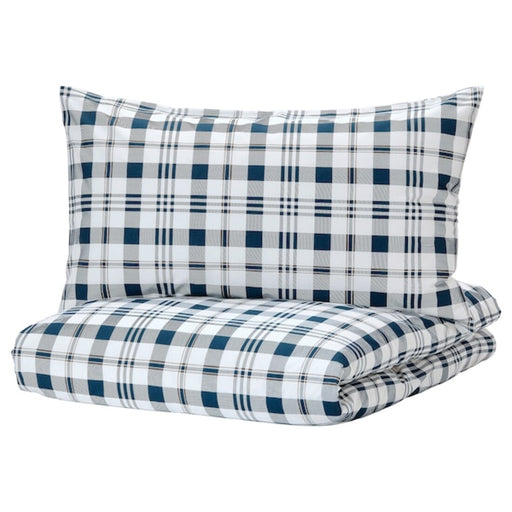 Digital Shoppy IKEA Duvet cover and pillowcase, white blue/check150x200/50x80 cm (59x79/20x32 ") 80466453