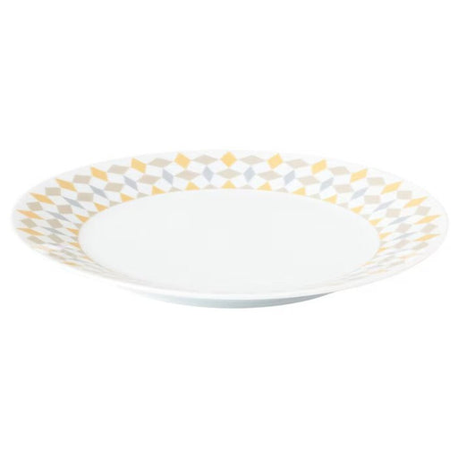 An image of a sleek and elegant white plate from IKEA, perfect for serving meals at a dinner party
