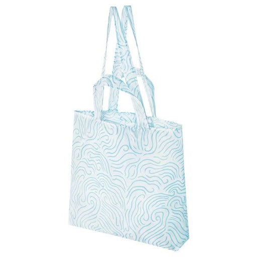 A blue and white  carrier bag with two long handles and two short handles 40544392 