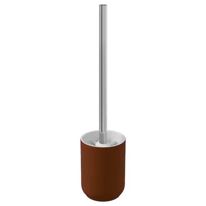 Toilet brush: A brown toilet brush with a holder to keep it upright when not in use.