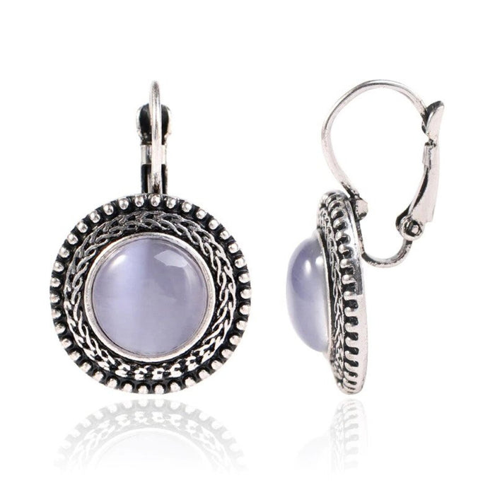 Stylish and Unique Carved Vintage Tibetan Silver Plated Earrings for a Chic Look. H13382