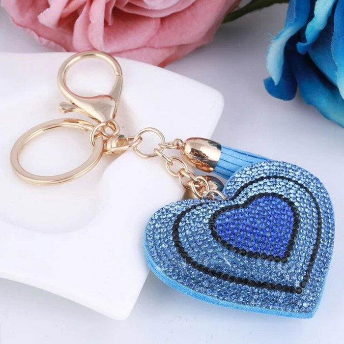 A crystal key chain for women with a sturdy metal ring