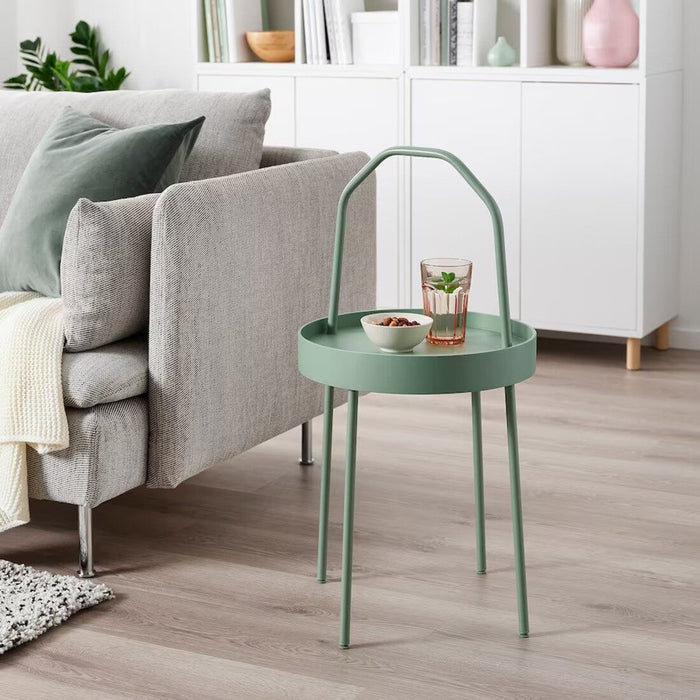 Functional side table in light grey-green with a spacious tabletop for storage and display 60513002