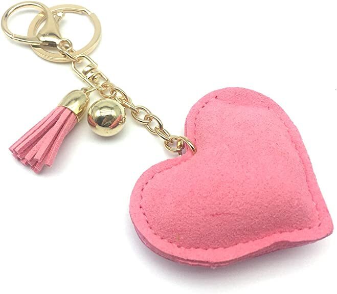 Glitzy keychain with crystal heart pendant for women