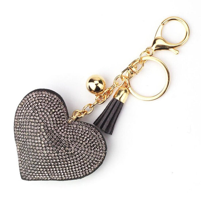 Women's crystal keychain with heart-shaped pendant