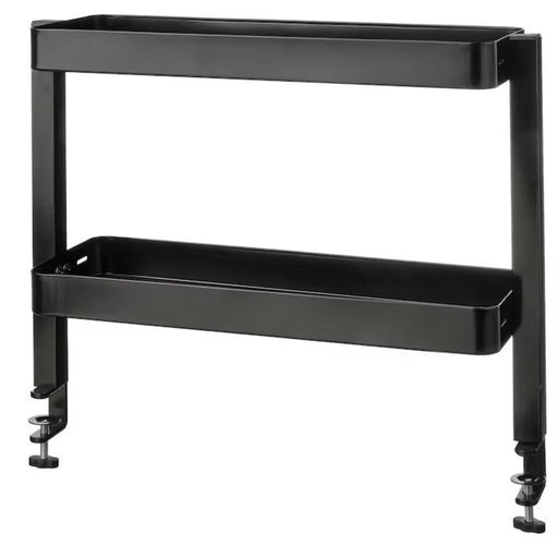 An image of a Stylish and affordable IKEA Black desktop shelf with two desks 60541571 