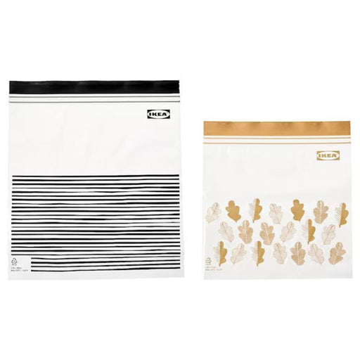 IKEA's resealable bag with a lines and leaf pattern for visual appeal 70525679
