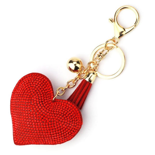 Women's crystal keychain with heart-shaped embellishment