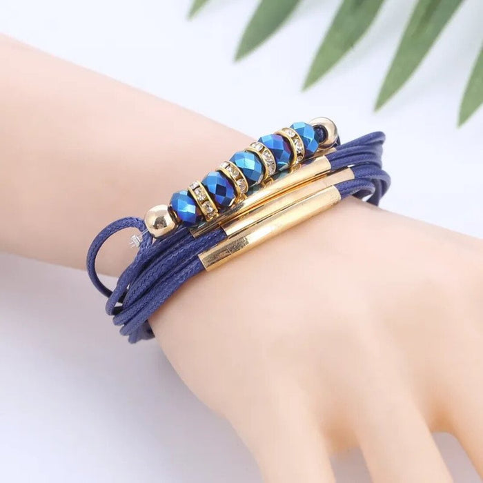 A stylish leather bracelet with an edgy, rock and roll vibe