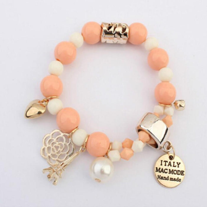 Feminine and elegant bracelet with wild pearl rose flowers