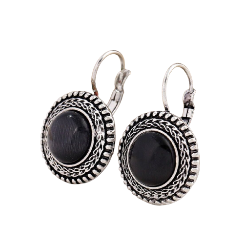 Stunning Boho Carved Silver Earrings with Tibetan Silver Plating H13382