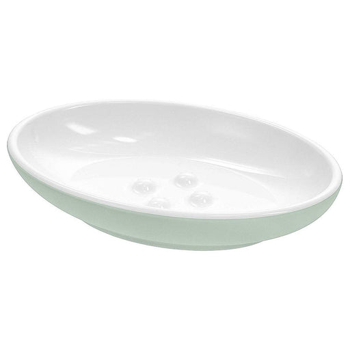 A white stoneware soap dish from IKEA with curved edges and a smooth surface. 20358611