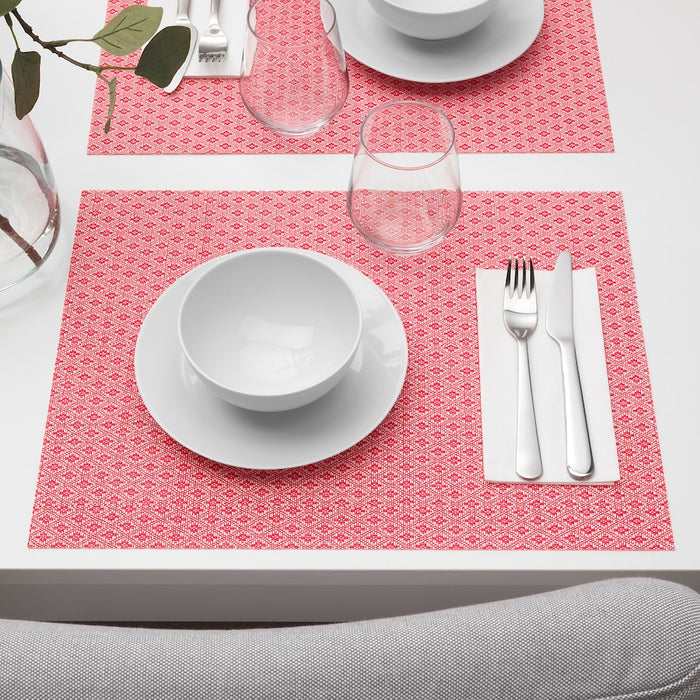 These plastic placemats feature a simple and stylish design that is easy to clean and maintain, making them a great option for everyday use 90398208.