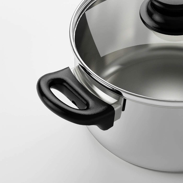 Digital Shoppy IKEA Pot with Lid - Stainless Steel and Glass (2.8 L) - digitalshoppy.in