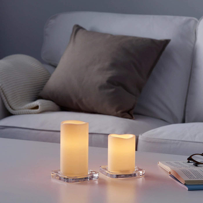 The LED Block Candle In/Out Set being used indoors, providing a safe and convenient alternative to traditional candles.