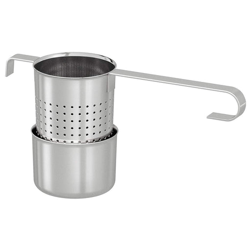 A stainless steel tea infuser that is rust-resistant, featuring a sturdy and durable design.
