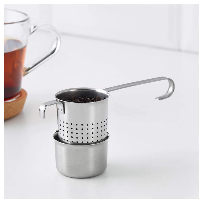 An eco-friendly stainless steel tea infuser made from sustainable materials, designed to reduce waste. 40360241